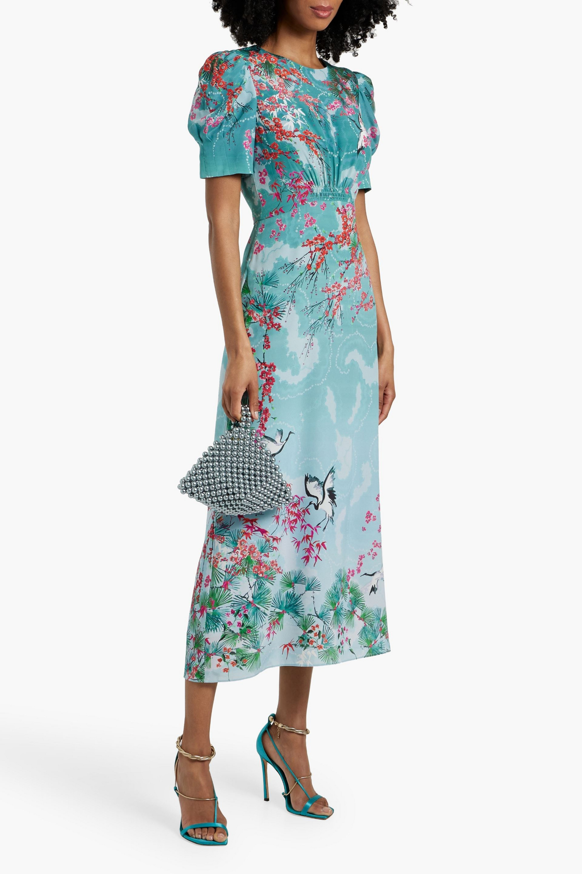 Saloni Bianca printed silk crepe de chine midi dress