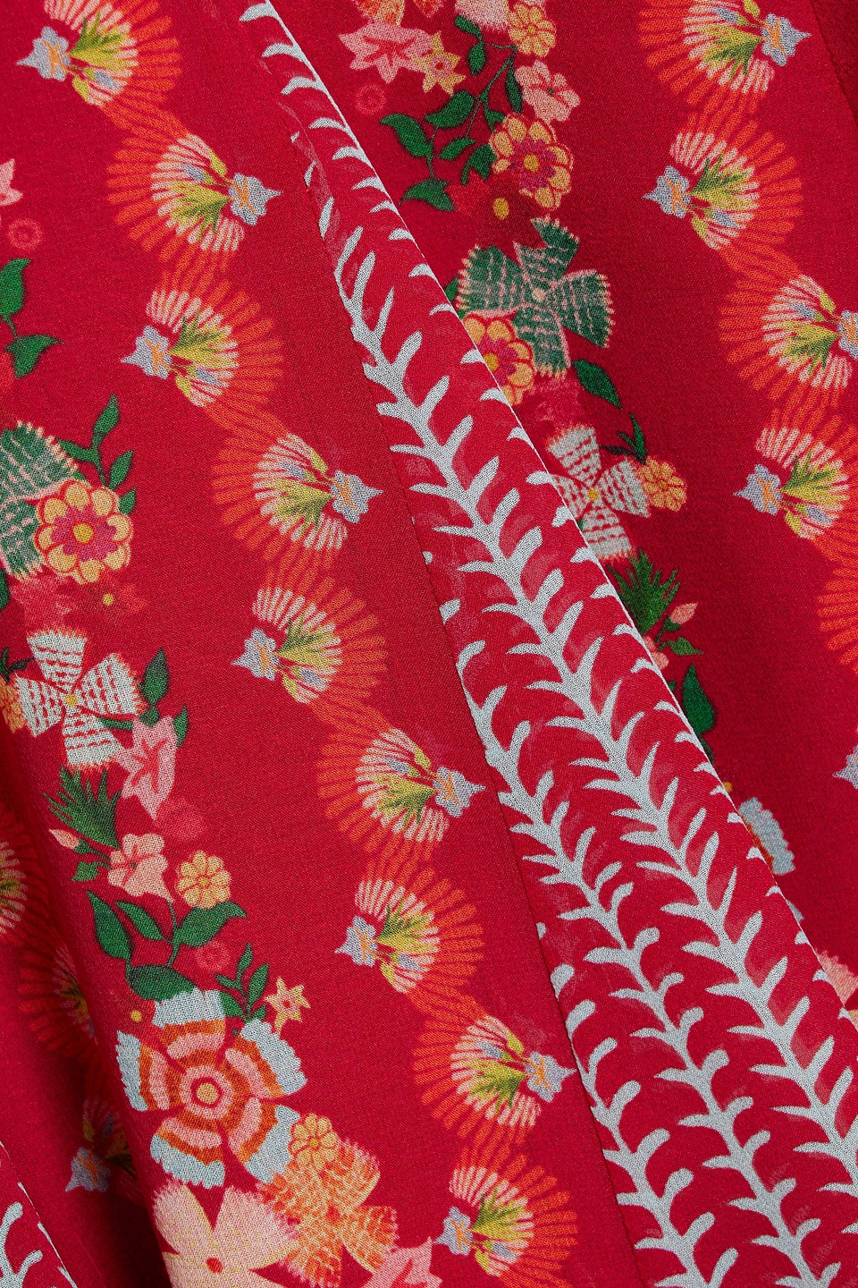 Shop Saloni Jacqui-b Belted Printed Silk-georgette Maxi Dress In Red