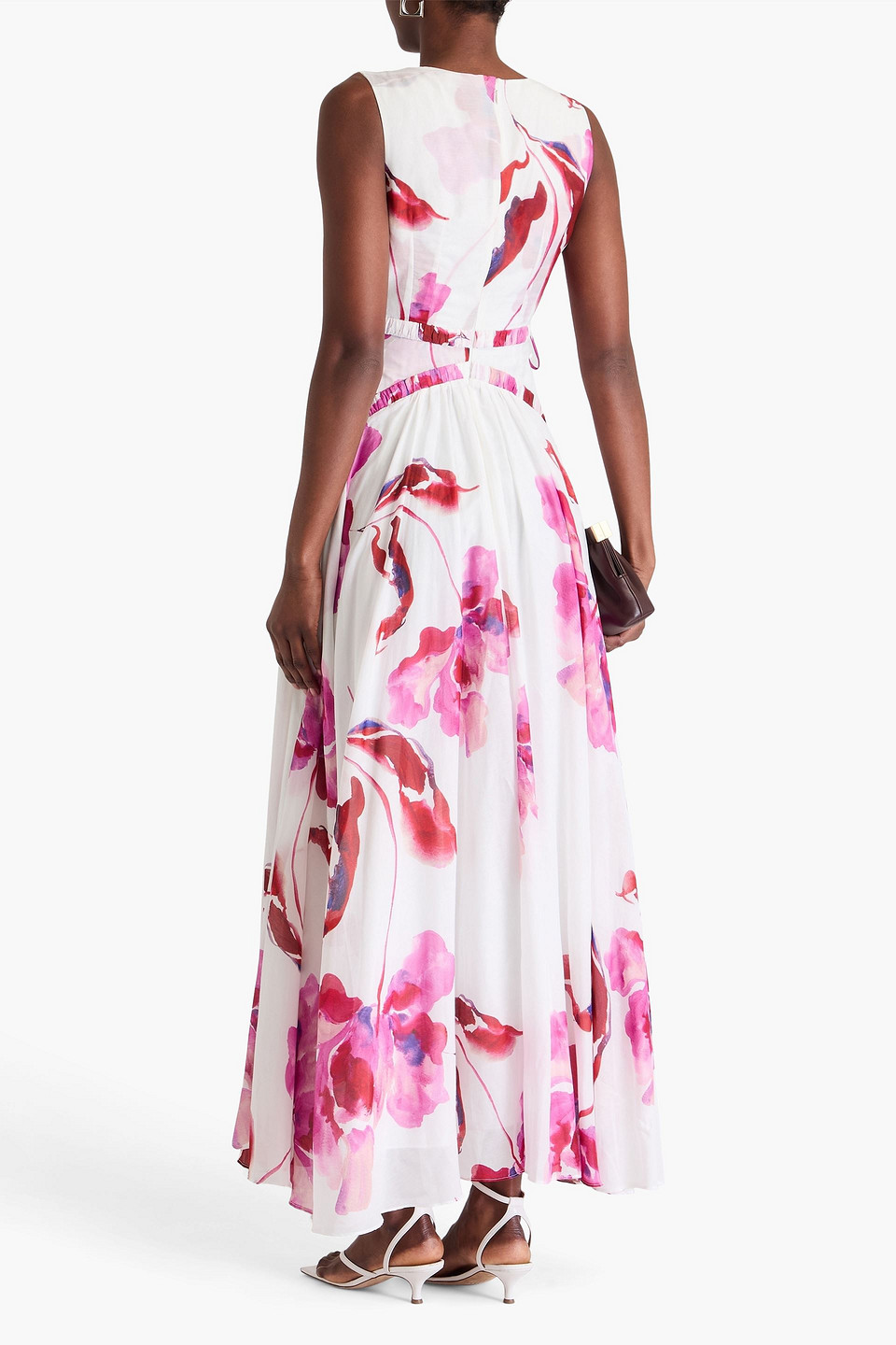 Nicholas Printed Cotton And Silk-blend Voile Maxi Dress In Ivory