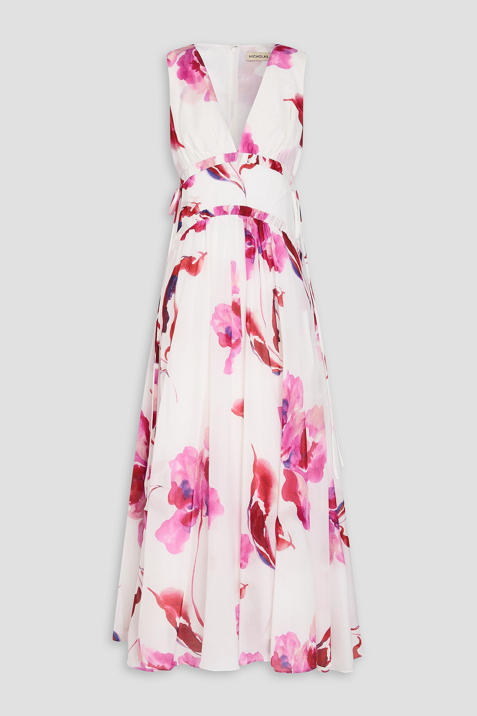 Nicholas Printed Cotton And Silk-blend Voile Maxi Dress In Ivory