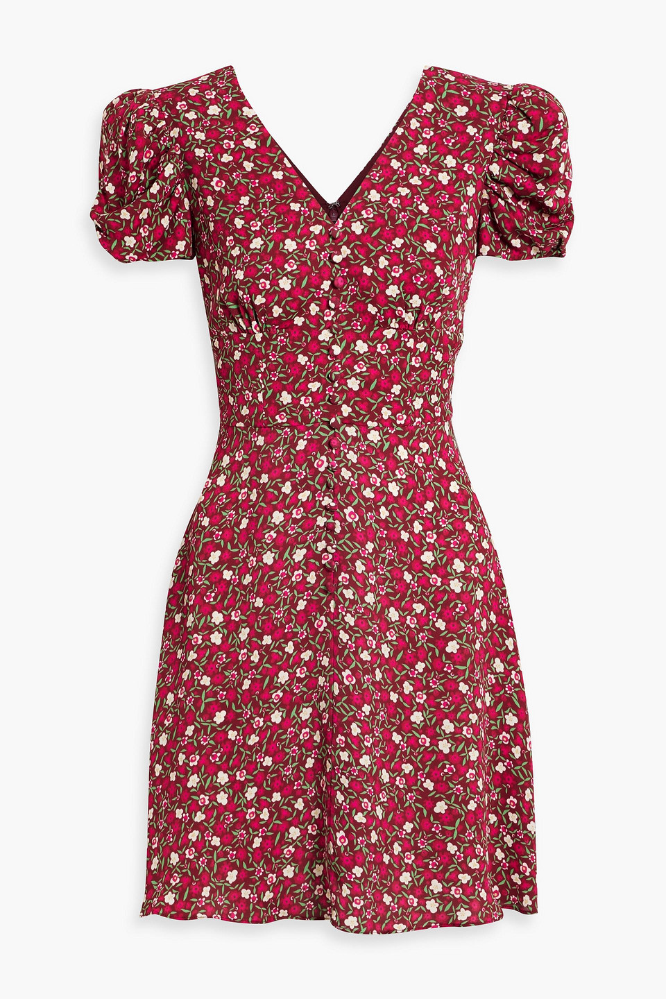 Saloni Margot Floral-print Crepe Mini Dress In Fuchsia