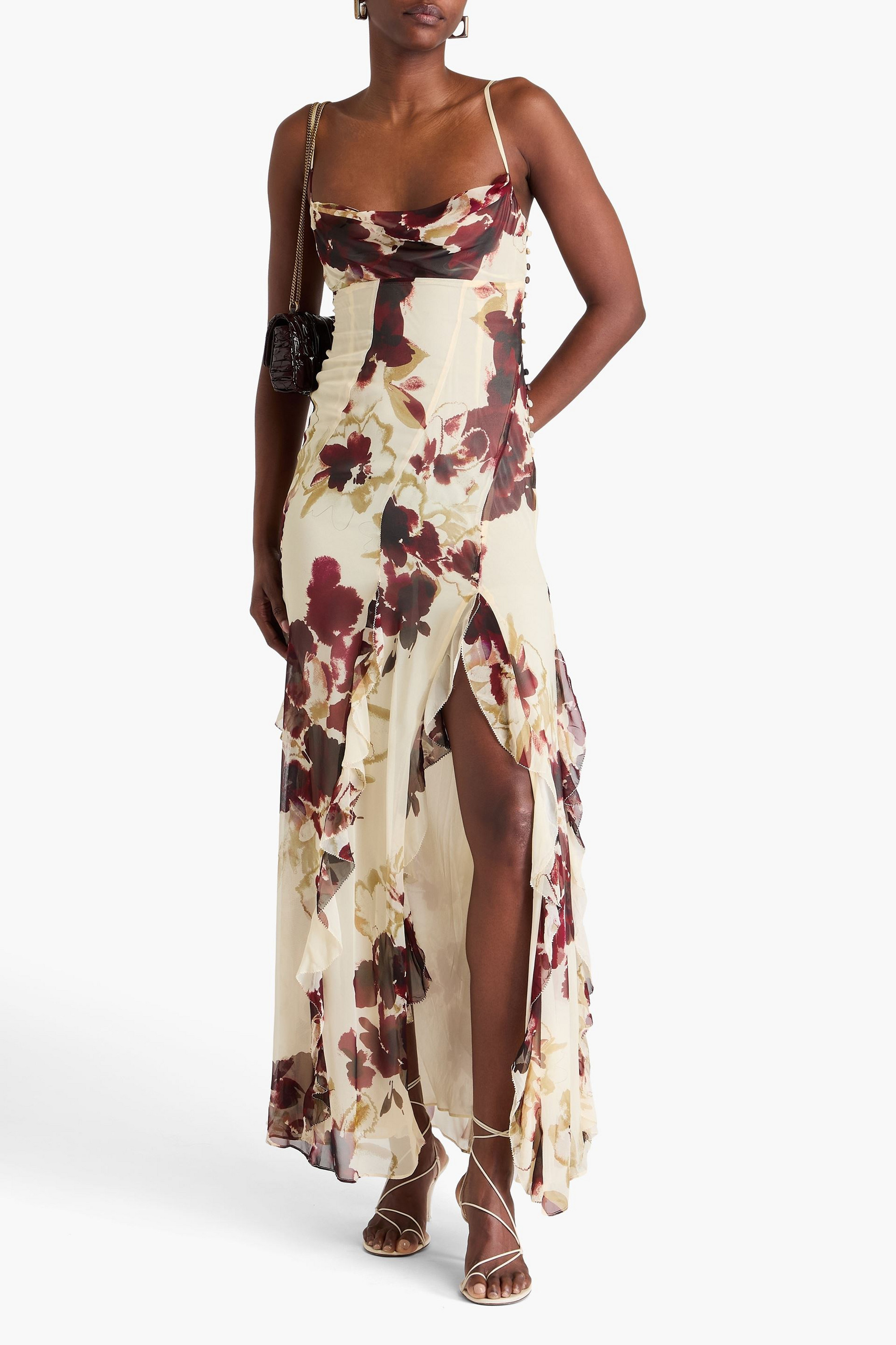 NICHOLAS Ruffled printed silk-chiffon gown