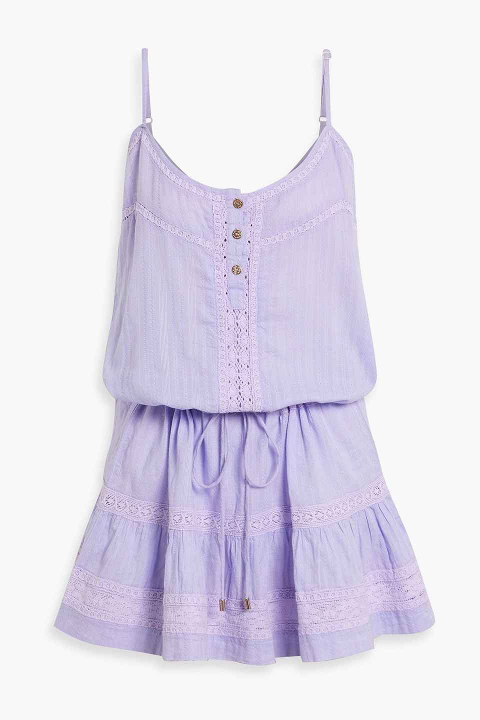 Melissa Odabash Kelly Cotton-gauze Mini Dress In Lavender