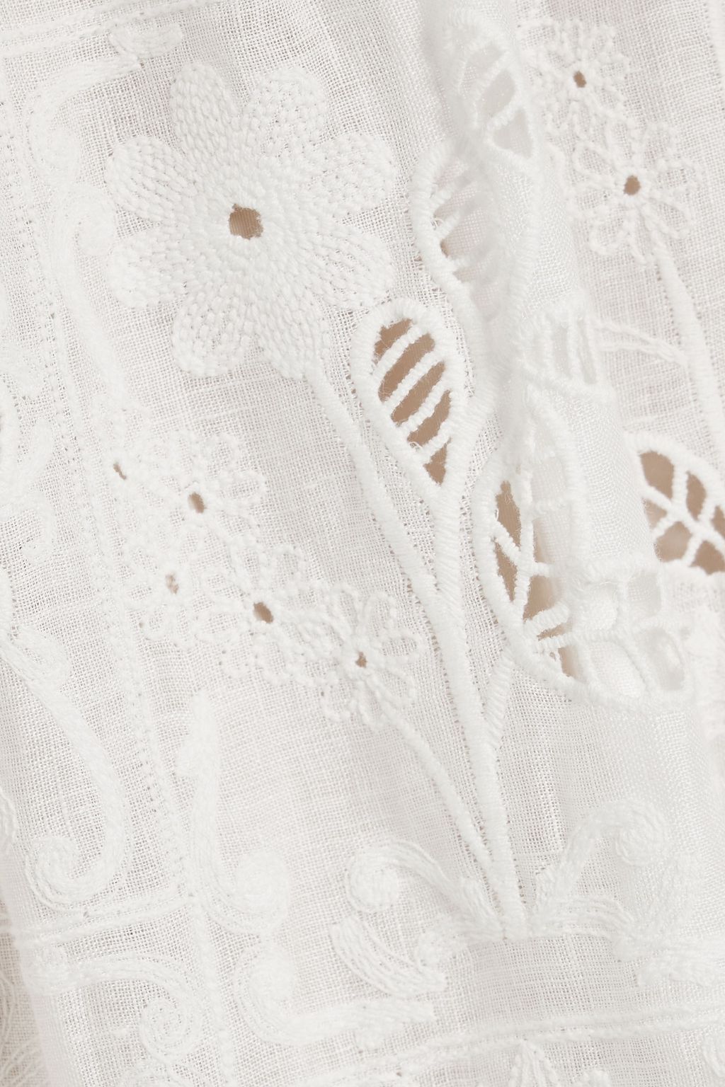 AGUA BY AGUA BENDITA Naranja Pradera tiered broderie anglaise linen halterneck maxi dress