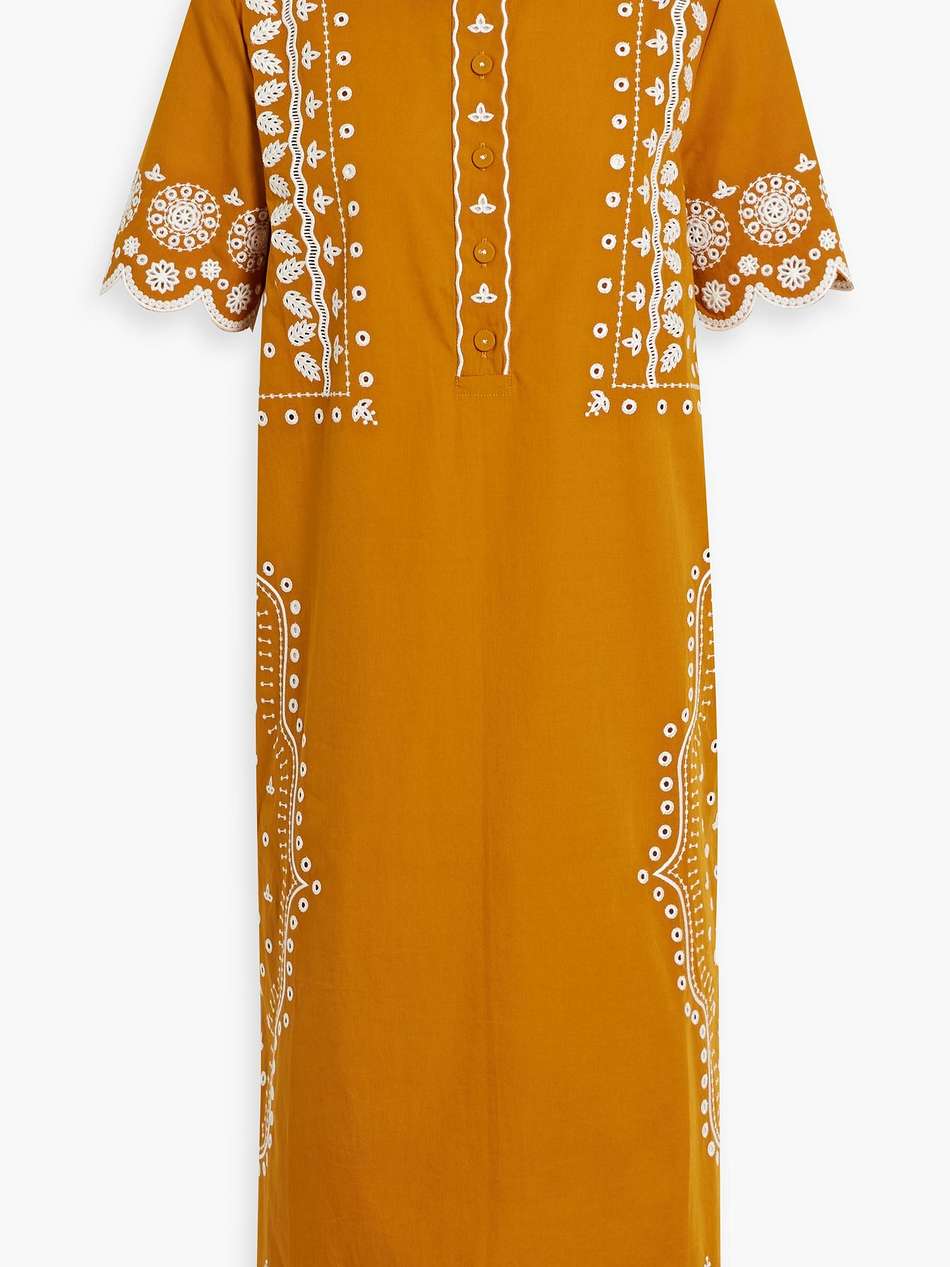 dree broderie anglaise cotton midi shirt dress