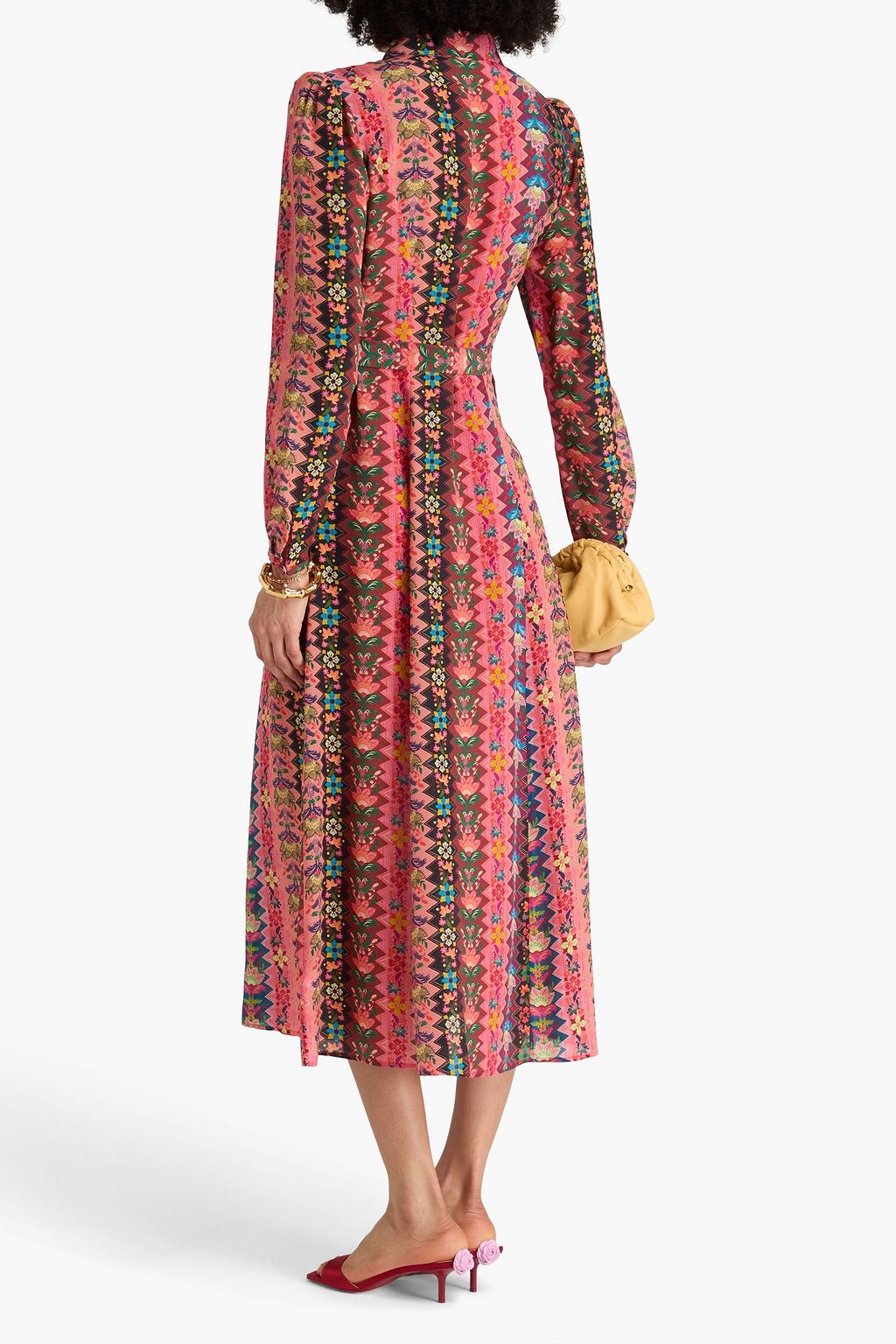 SALONI Vanessa floral-print silk crepe de chine midi shirt dress