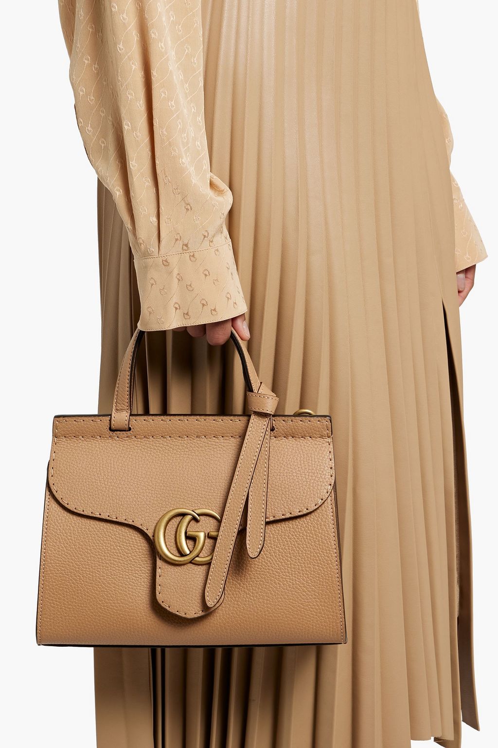GUCCI Marmont pebbled-leather tote