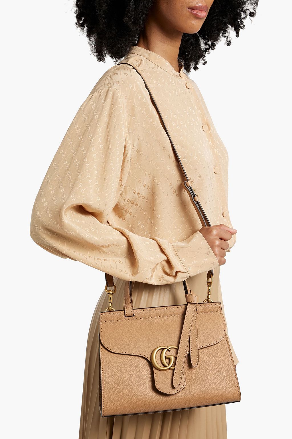 GUCCI Marmont pebbled-leather tote