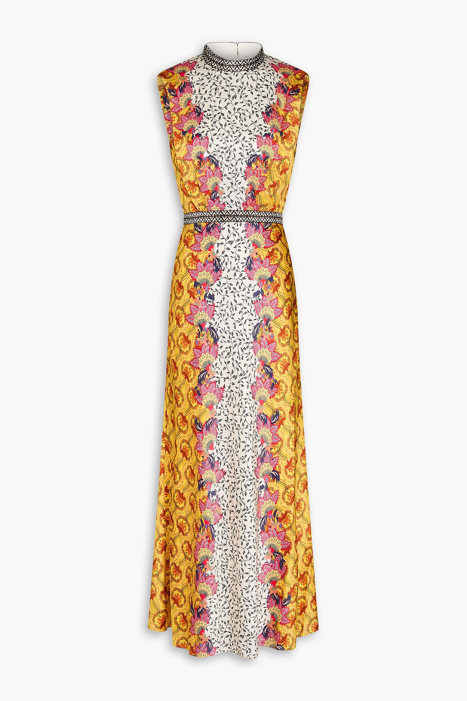 Saloni Fleur Cutout Printed Silk-satin Maxi Dress In Multicolor