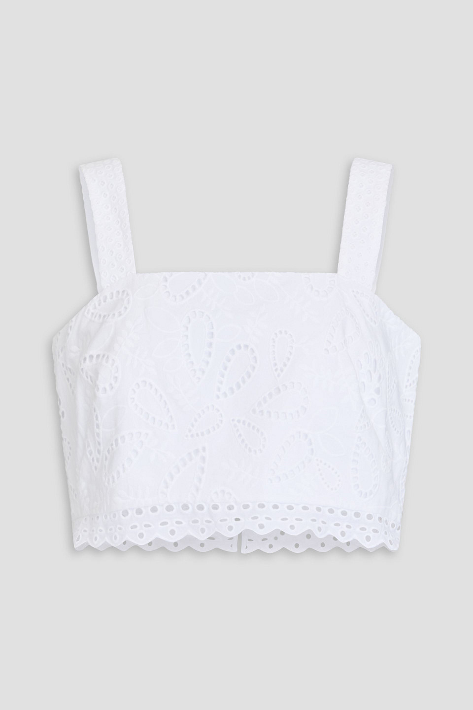 Saloni Meadow Cropped Broderie Anglaise Cotton Top In White