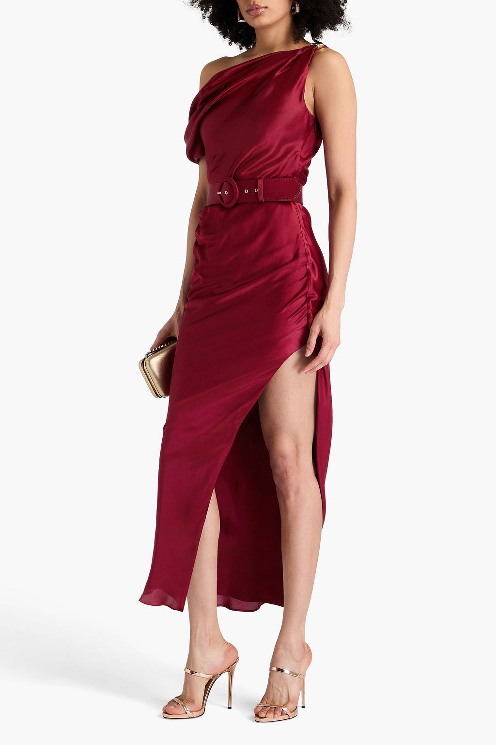 NICHOLAS One-shoulder satin maxi dress