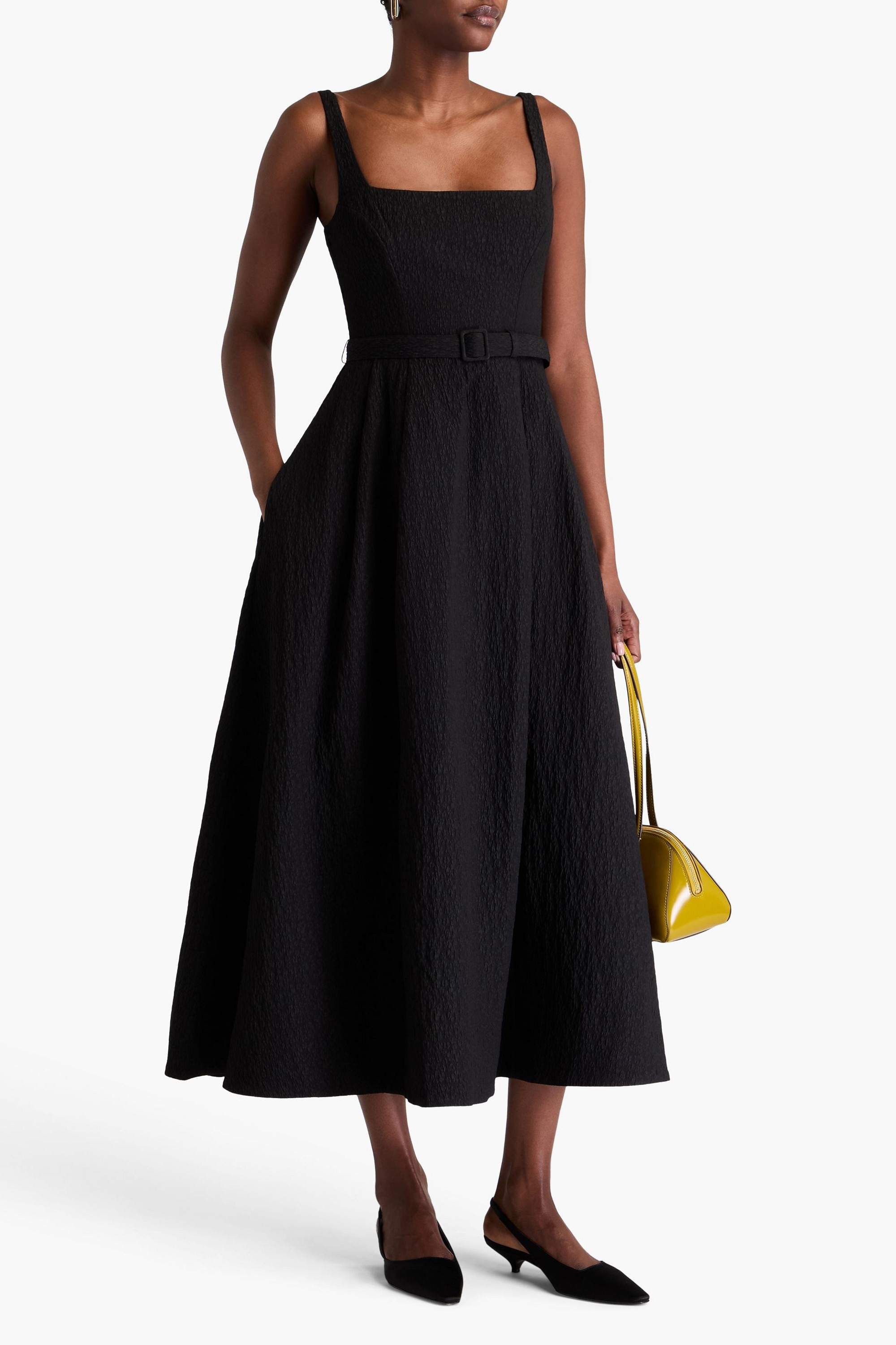 NICHOLAS Belted cloqué midi dress