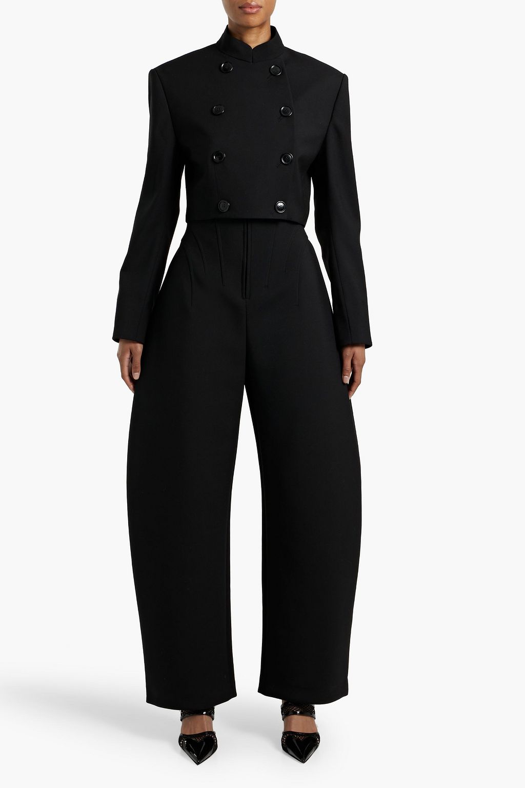 ALAÏA Cropped double-breasted wool-blend twill jacket