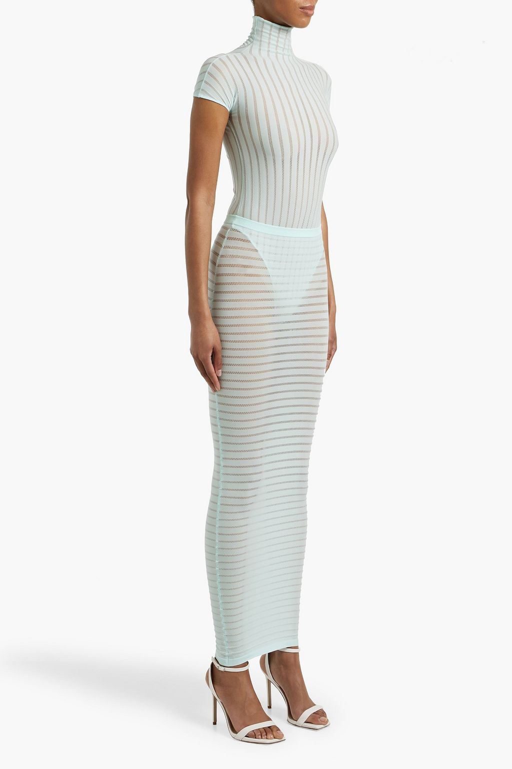 ALAÏA Pointelle-knit maxi pencil skirt