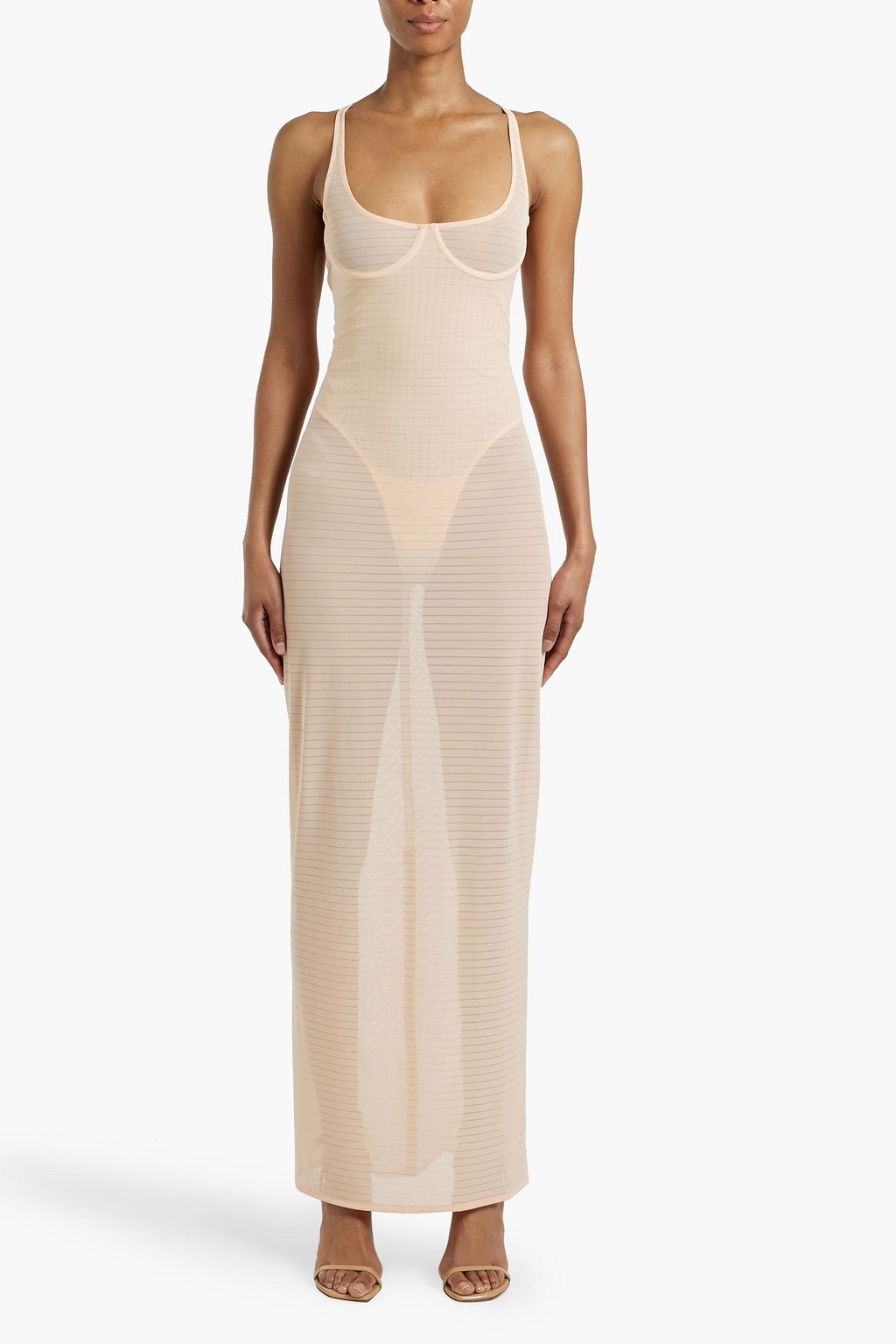 ALAÏA Stretch-tulle maxi dress