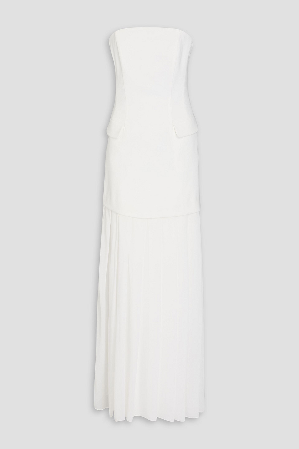 Nicholas Strapless Pleated Crepe Maxi Dress In Ivory