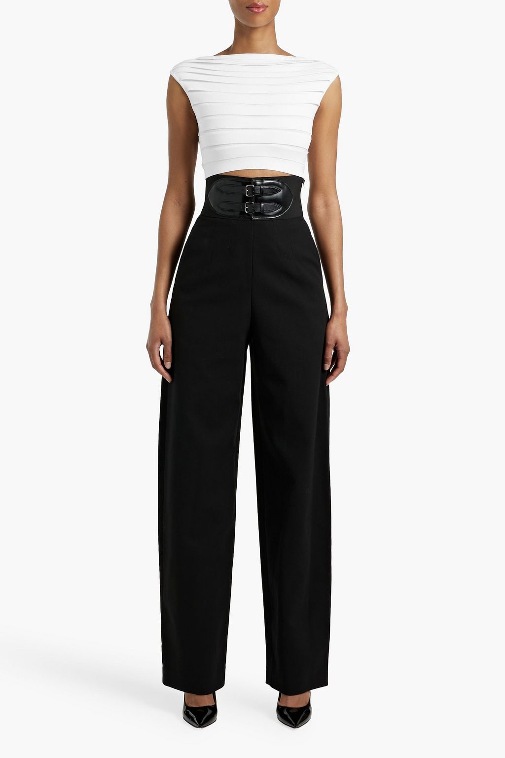 ALAÏA Mehrlagiges Cropped Oberteil aus Stretch-Strick