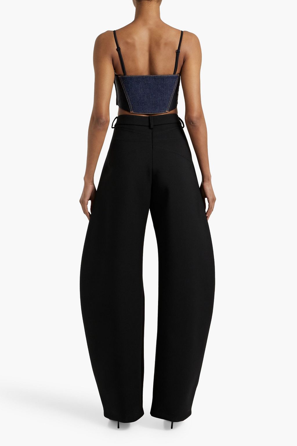 ALAÏA Cropped denim bustier top