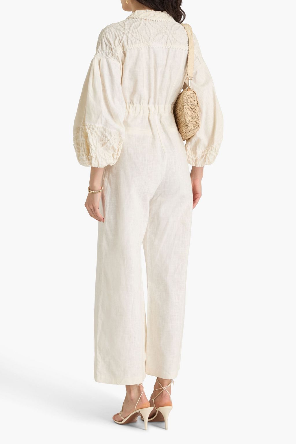 CHARO RUIZ IBIZA Kyony cloqué-paneled ramie-blend gauze jumpsuit
