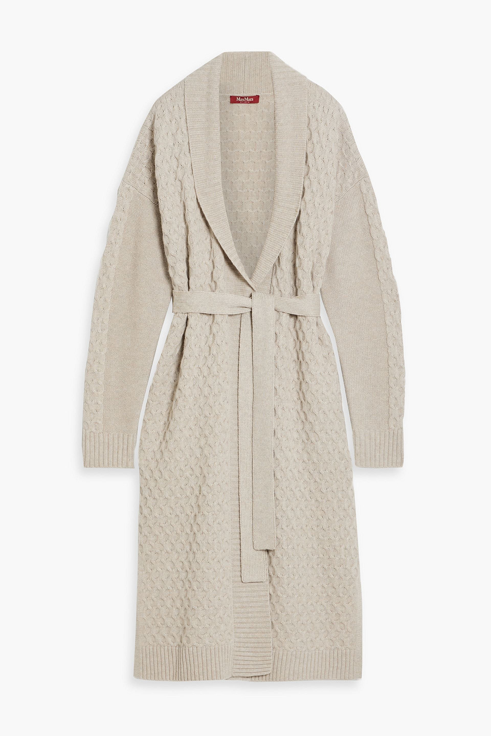 Max Mara Cable-knit Wool And Cashmere-blend Cardigan In Neutral