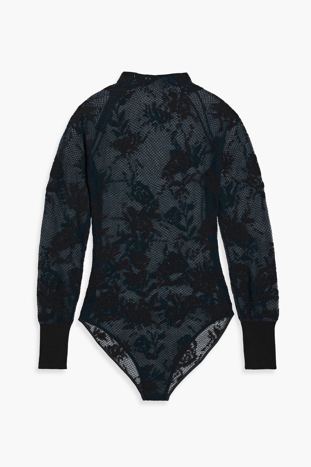 ALAÏA Embroidered cotton-blend lace turtleneck bodysuit