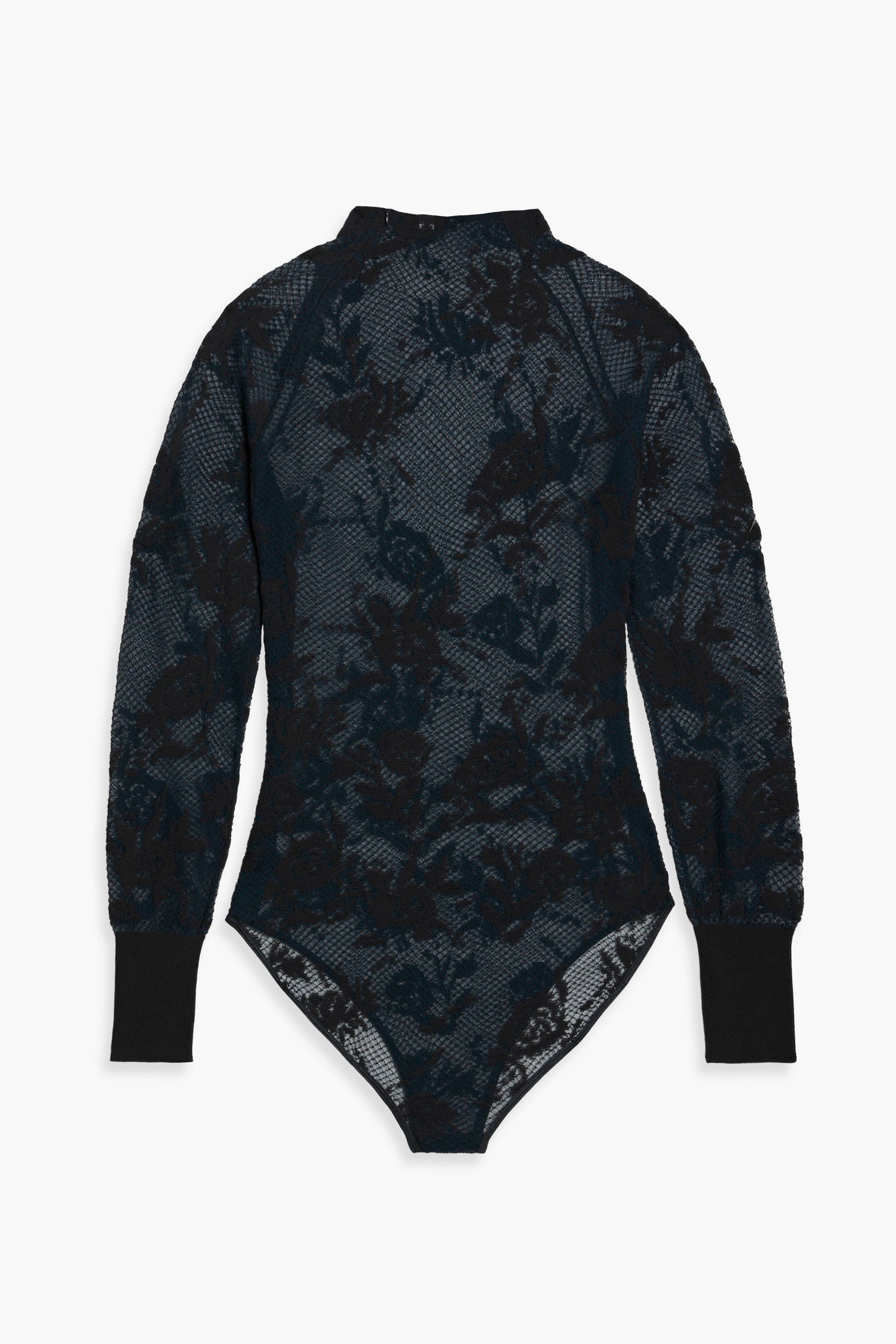 Alaïa Embroidered cotton-blend lace turtleneck bodysuit