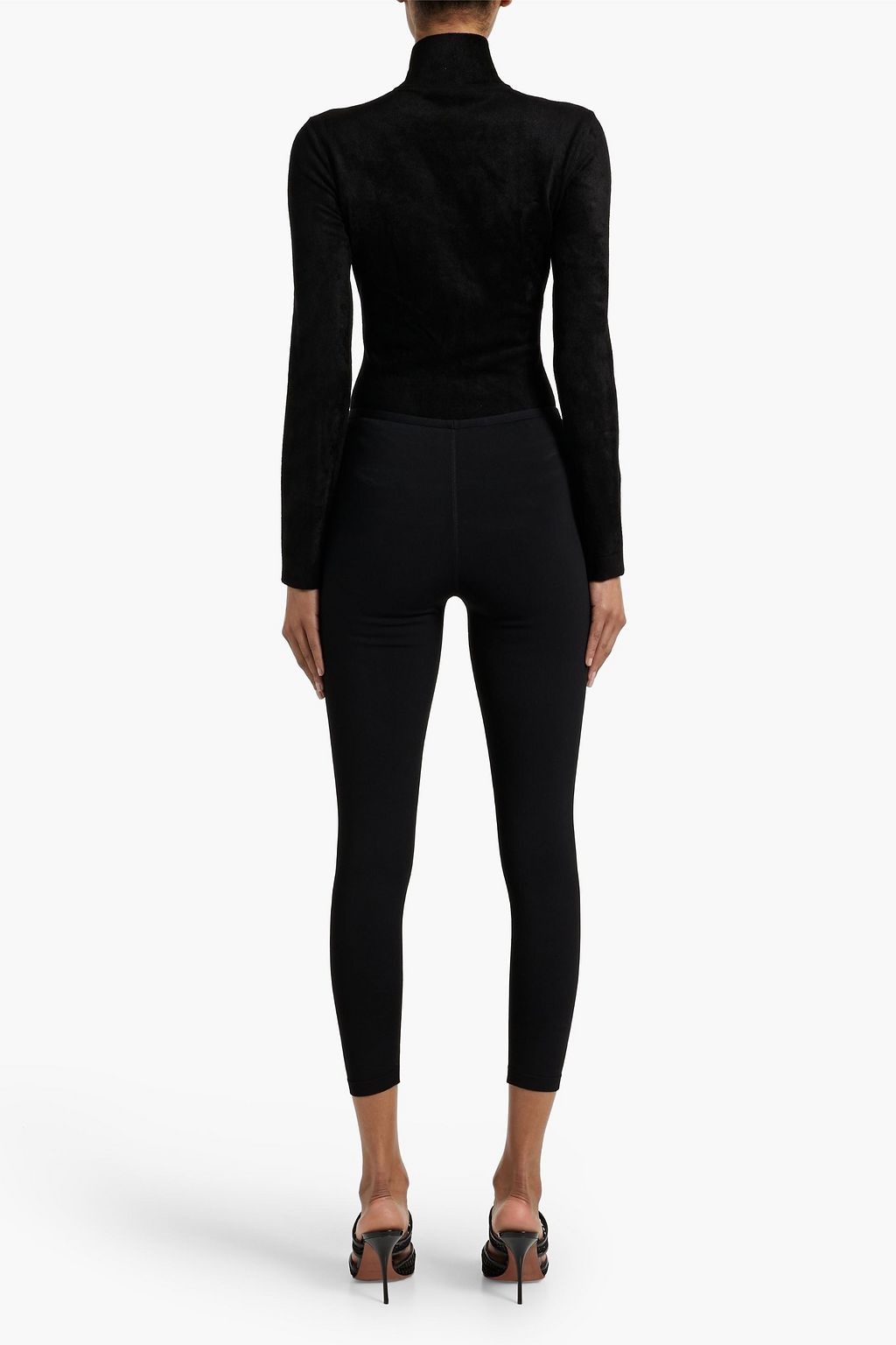 ALAÏA Chenille turtleneck thong bodysuit