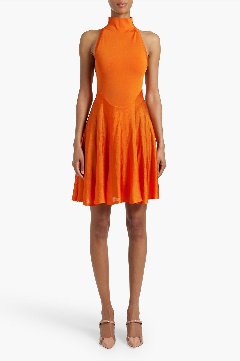 ALAÏA Jersey and stretch-knit turtleneck mini dress
