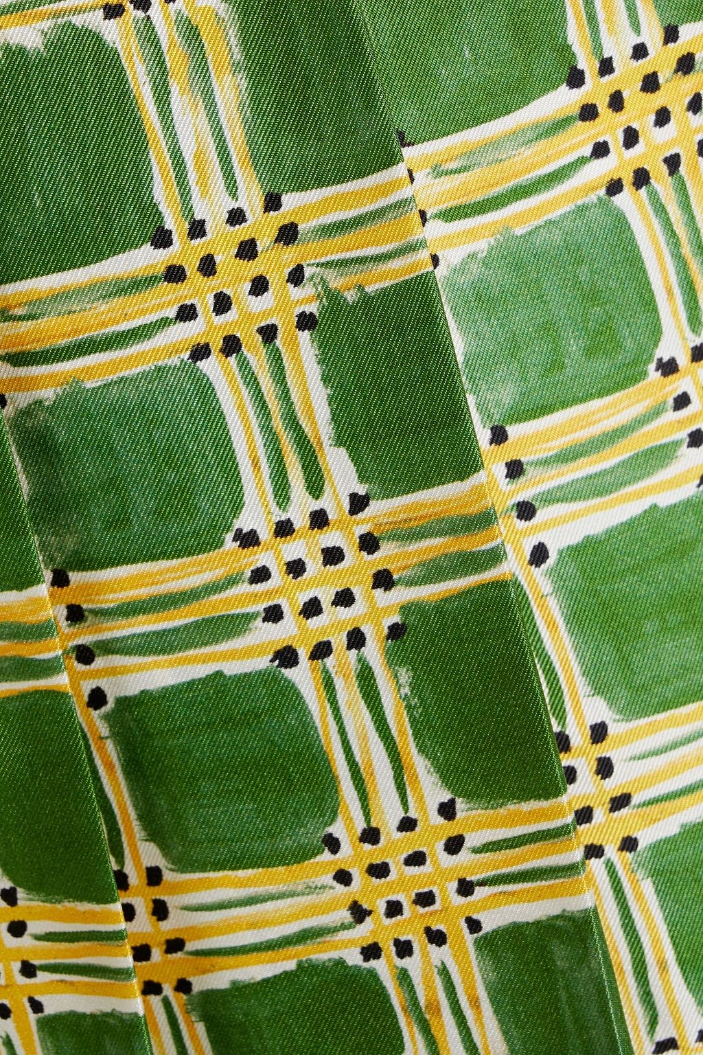 MARNI Pleated printed silk-twill skirt