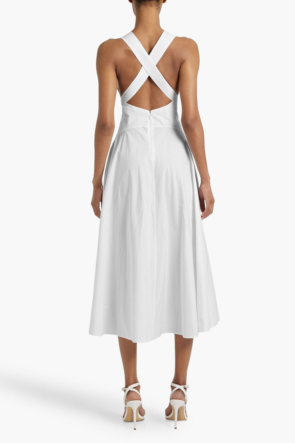 ALAÏA Striped cotton-poplin midi dress
