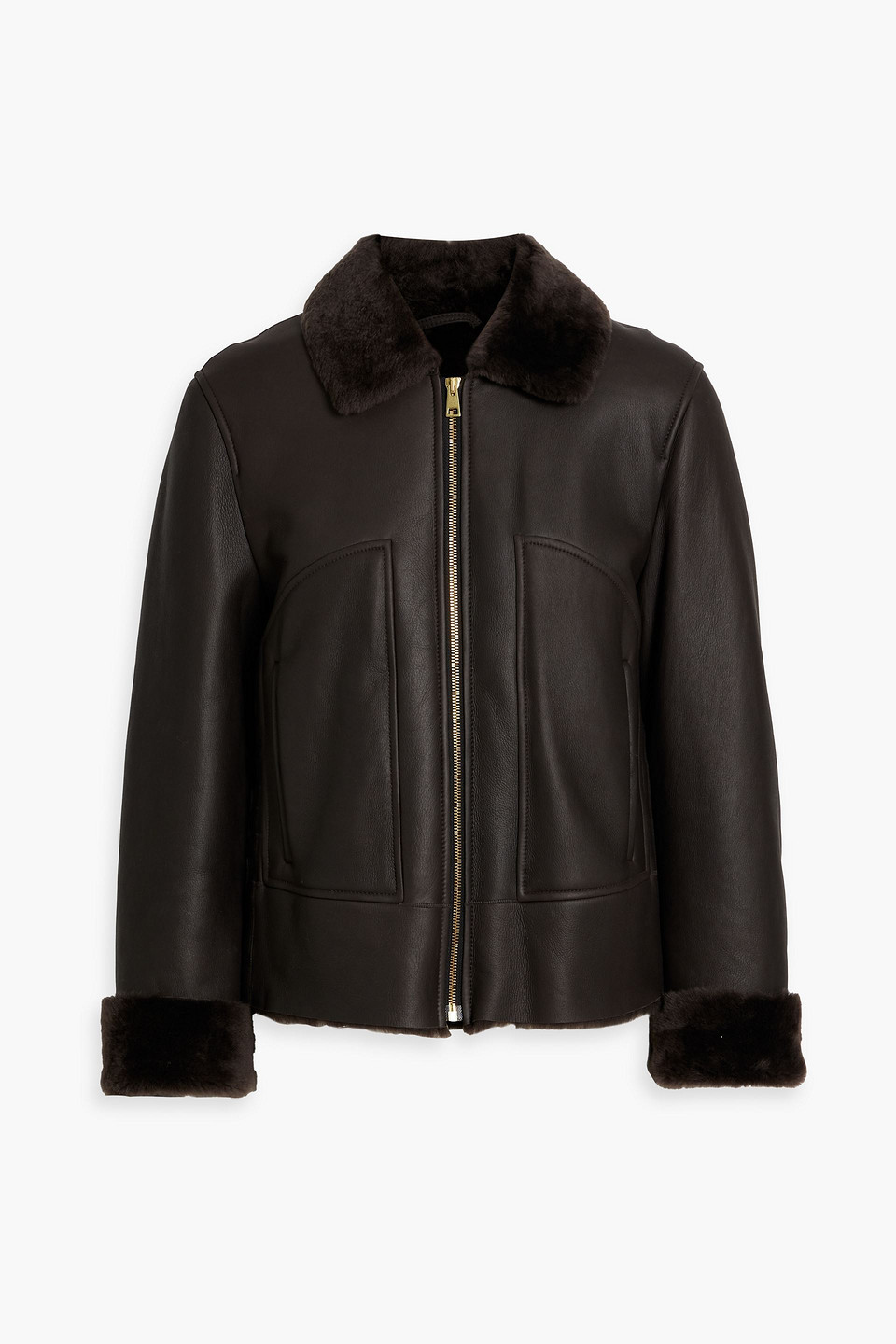 Max Mara Ebridi Shearling Jacket In Brown