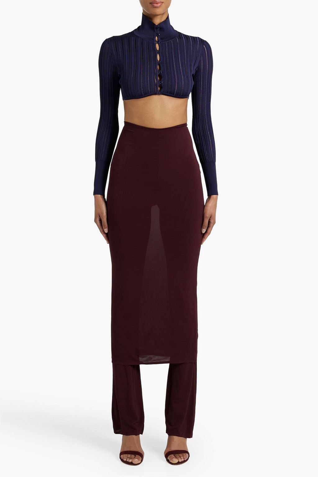ALAÏA Archetypes layered stretch-crepe skinny pants