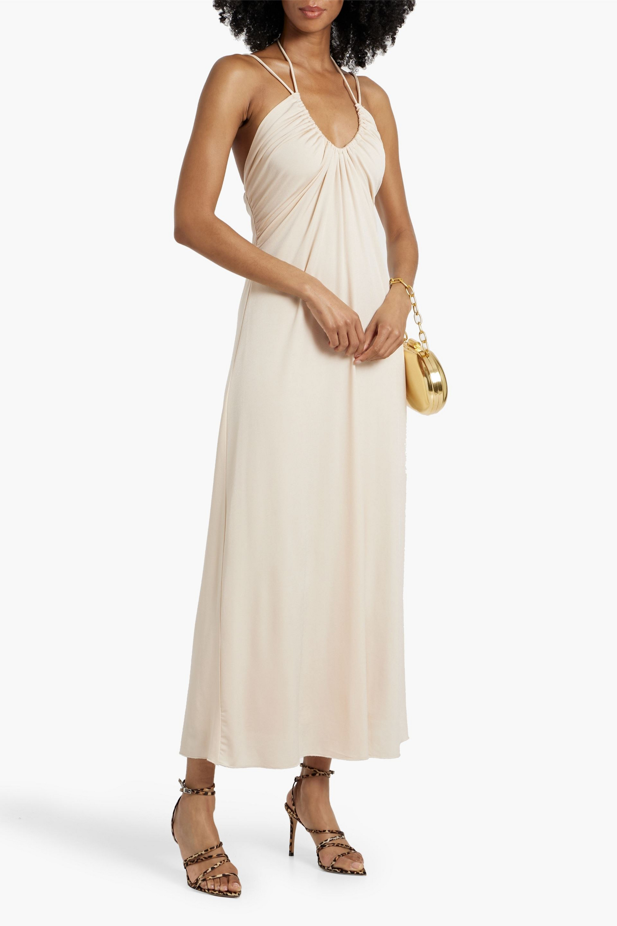SIMKHAI Hayes ruched stretch-crepe maxi dress