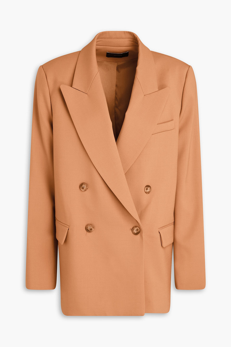Joseph Jaden Double-breasted Wool-blend Twill Blazer In Brown