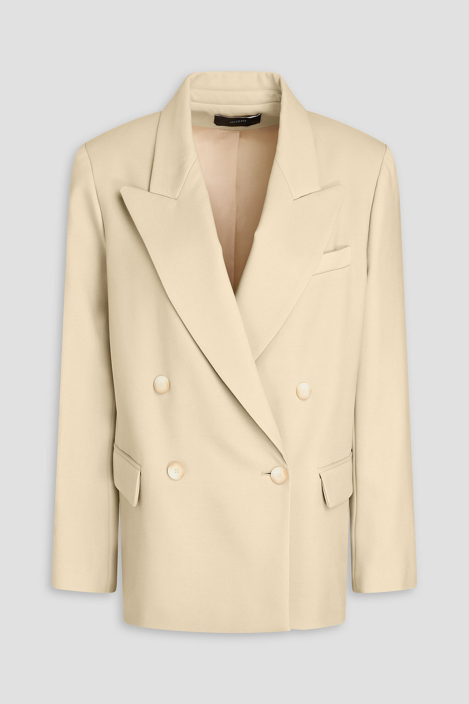 Joseph Jaden Double-breasted Wool-blend Twill Blazer In Brown