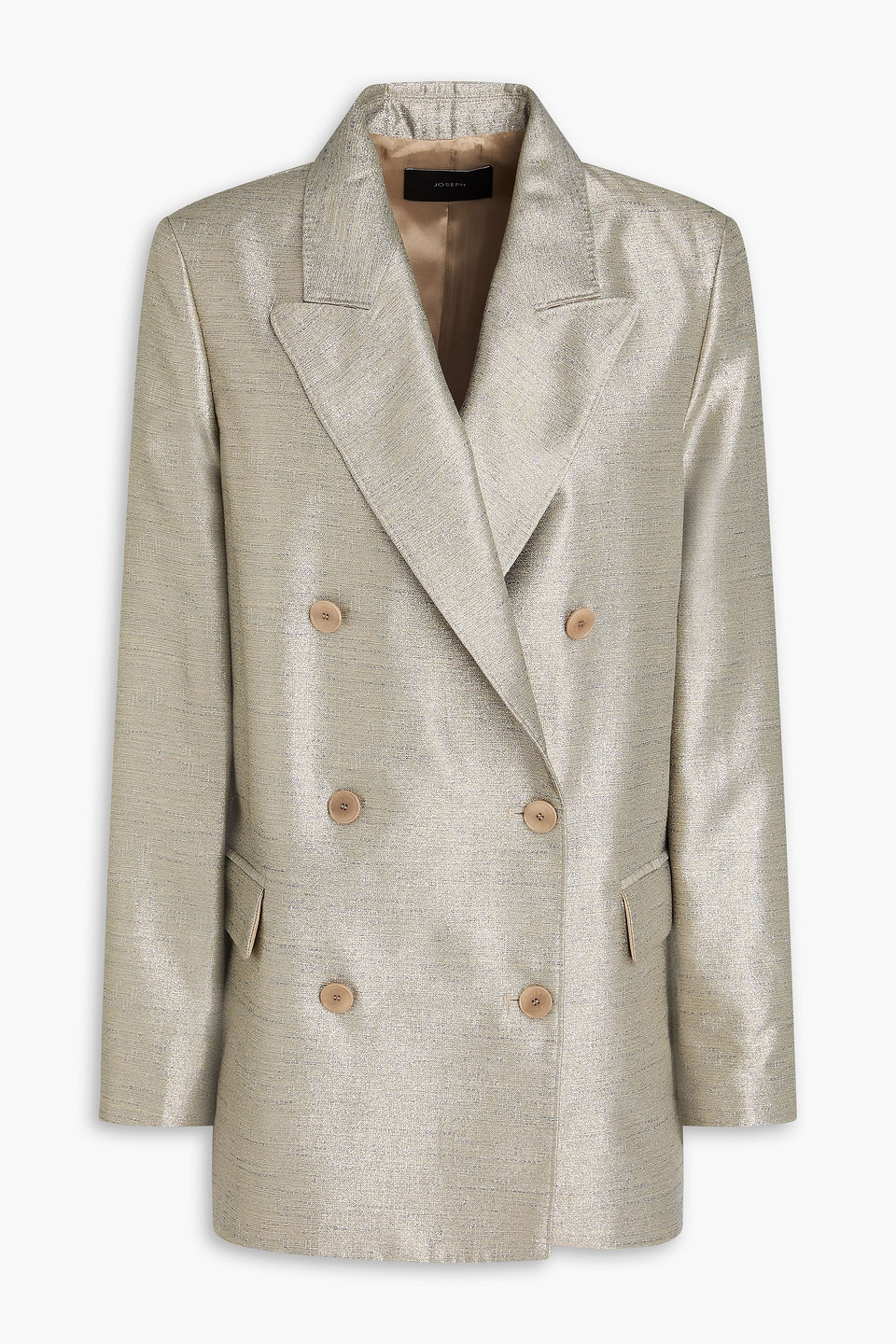 Joseph Chapone Double-breasted Metallic Shantung Blazer