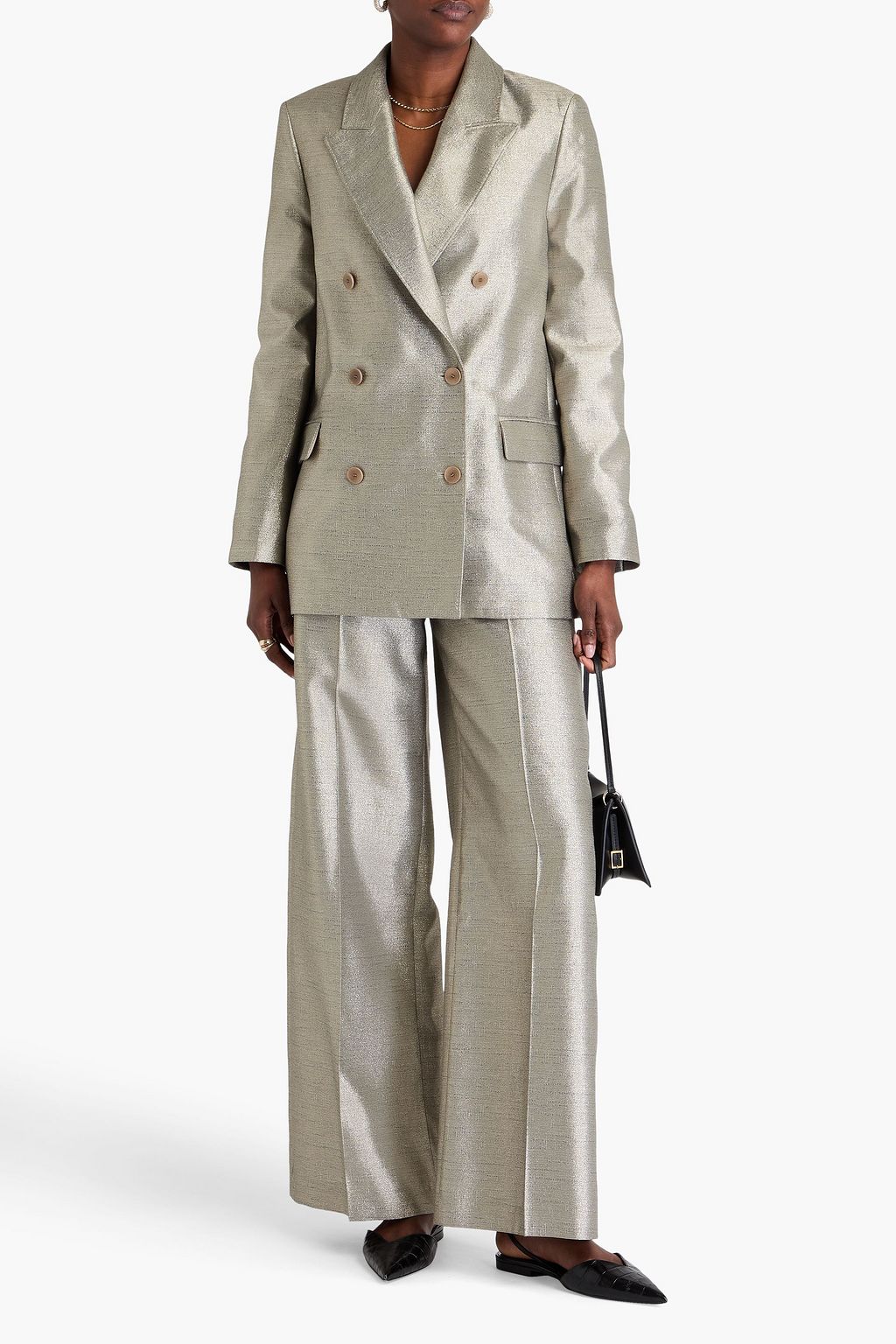 JOSEPH Chapone double-breasted metallic shantung blazer