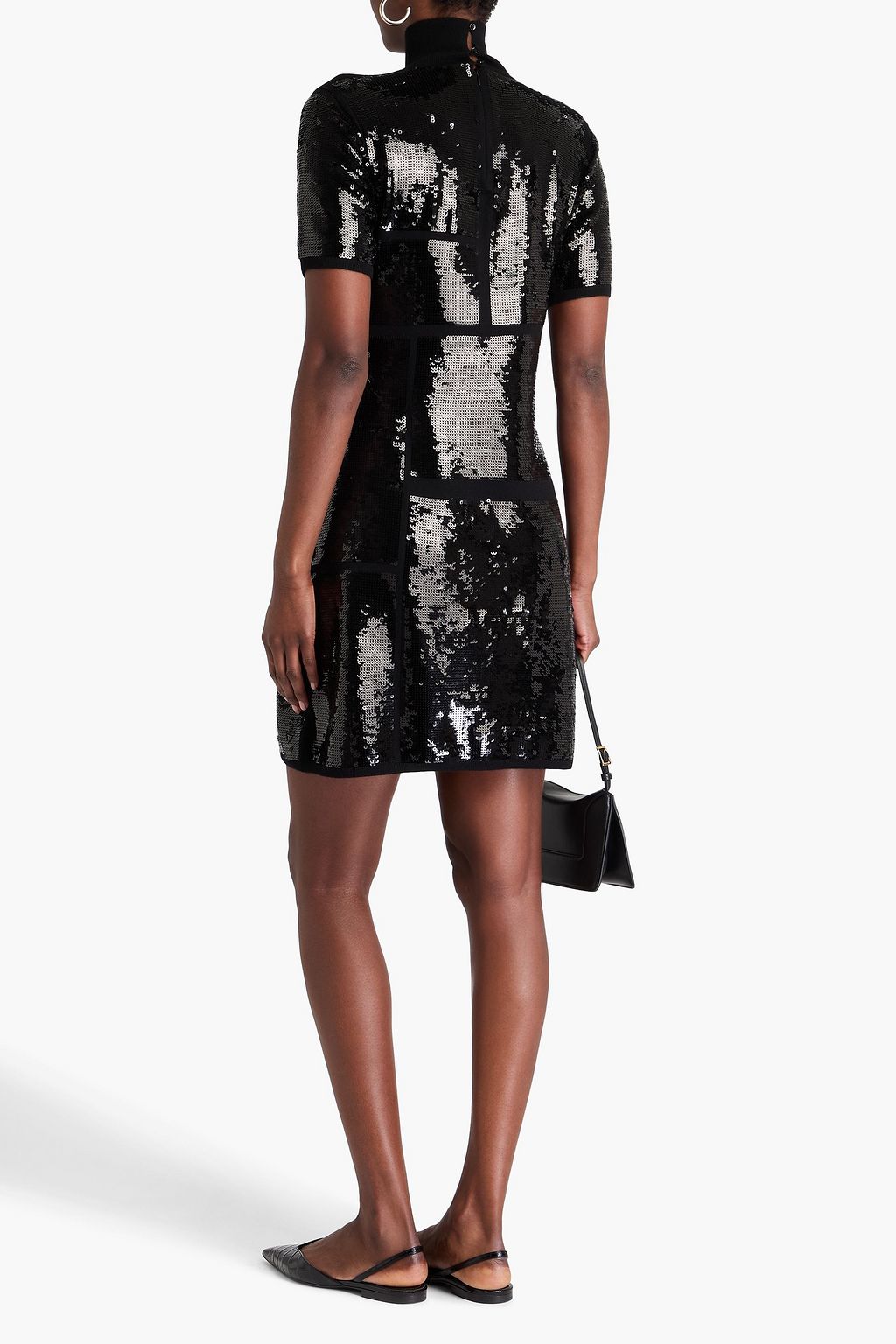 JOSEPH Sequined wool-blend turtleneck mini dress