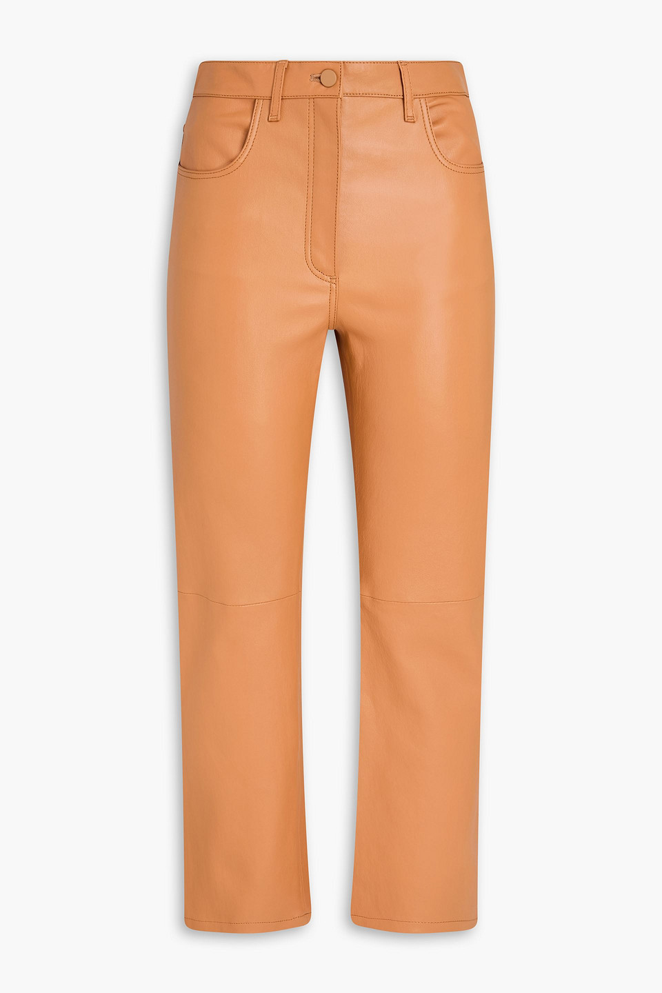 Joseph Duke Cropped Leather Straight-leg Pants In Brown