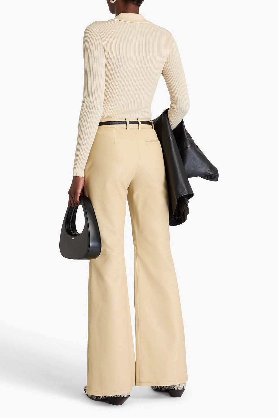 Joseph Tessier Leather Flared Pants In Brown