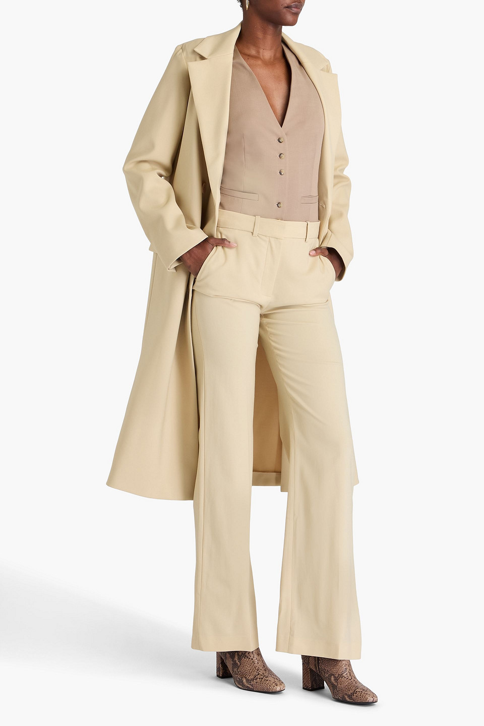 Joseph Morissey Wool-blend Twill Straight-leg Pants In Brown