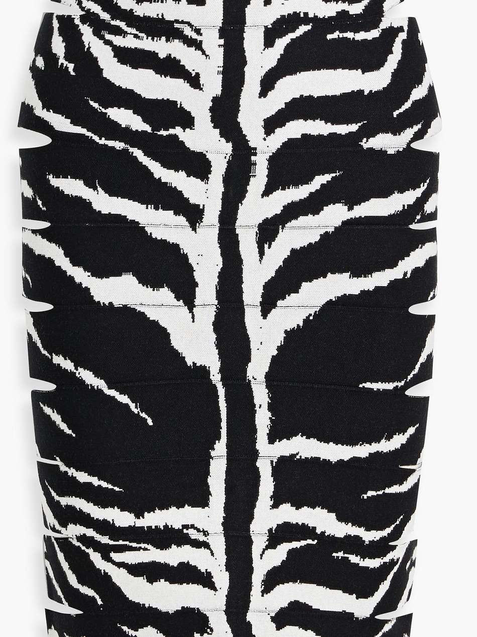 cutout zebra-print jacquard pencil skirt