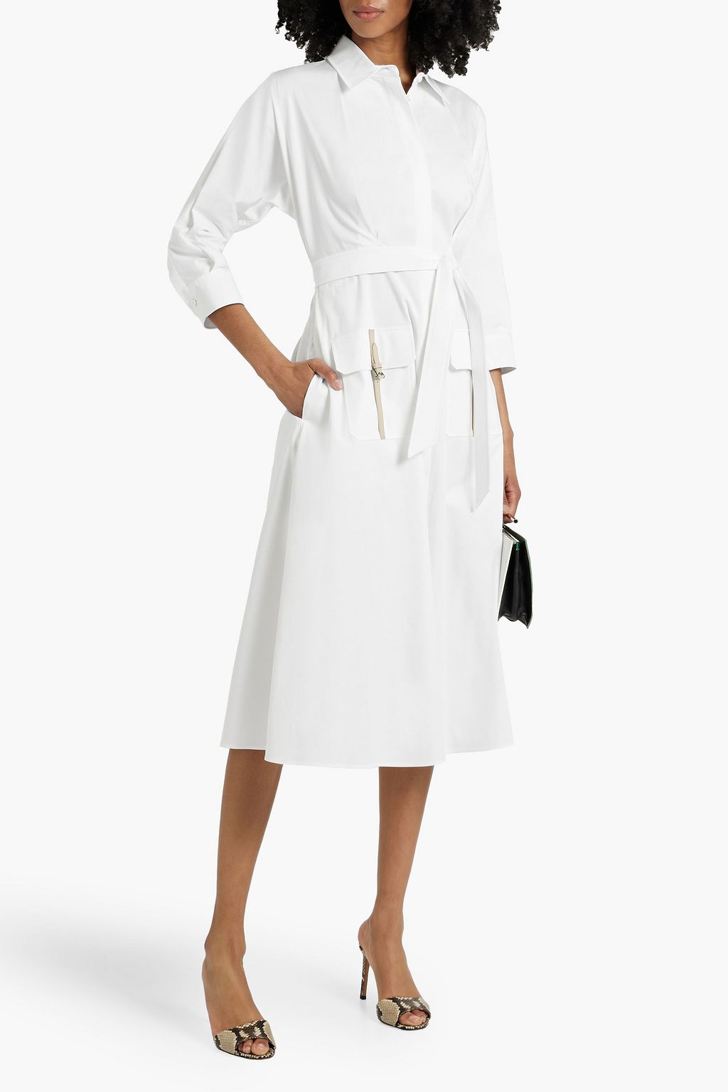 MAX MARA Sibari cotton-blend poplin midi shirt dress