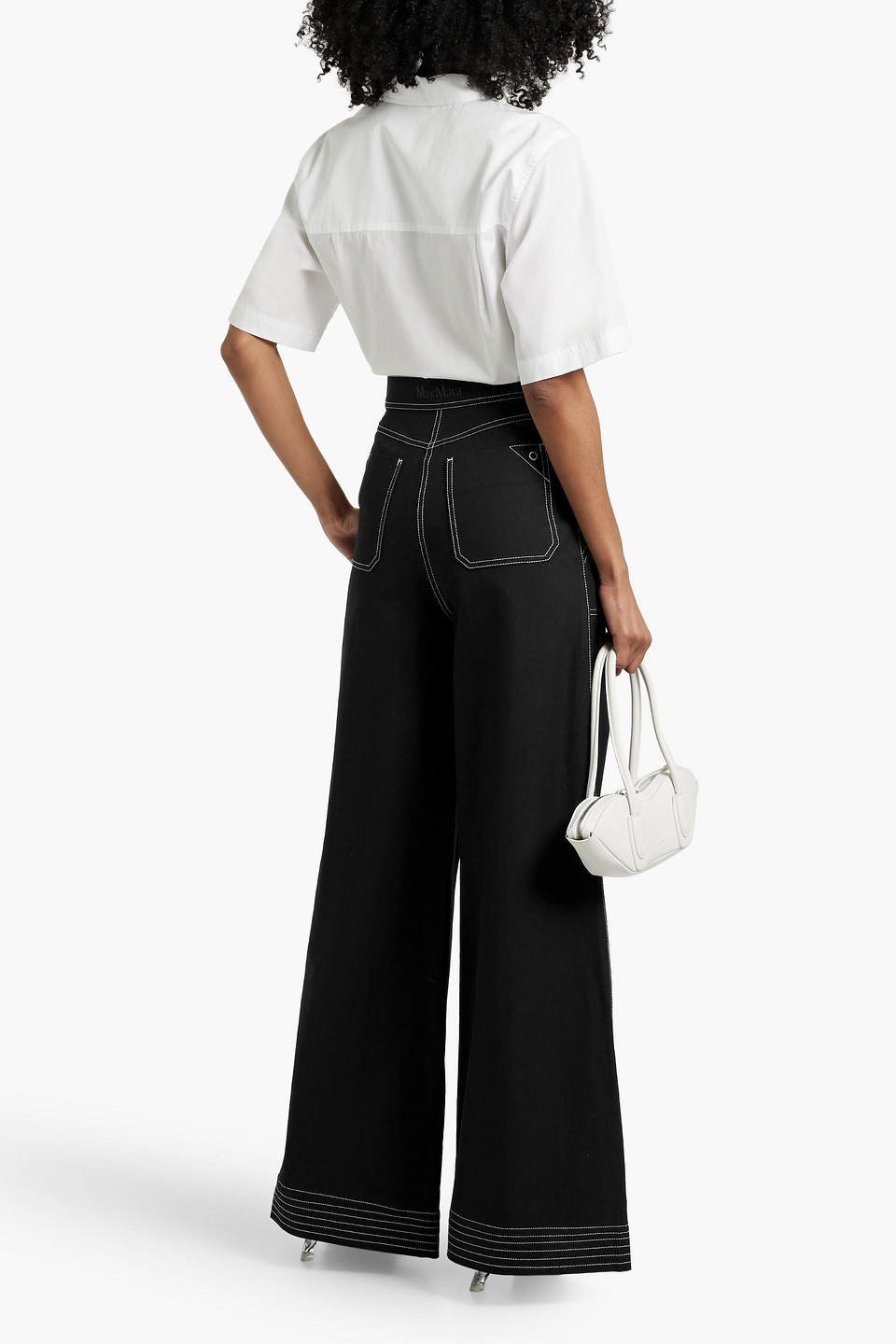 Max Mara Oboli Cotton And Linen-blend Twill Wide-leg Pants