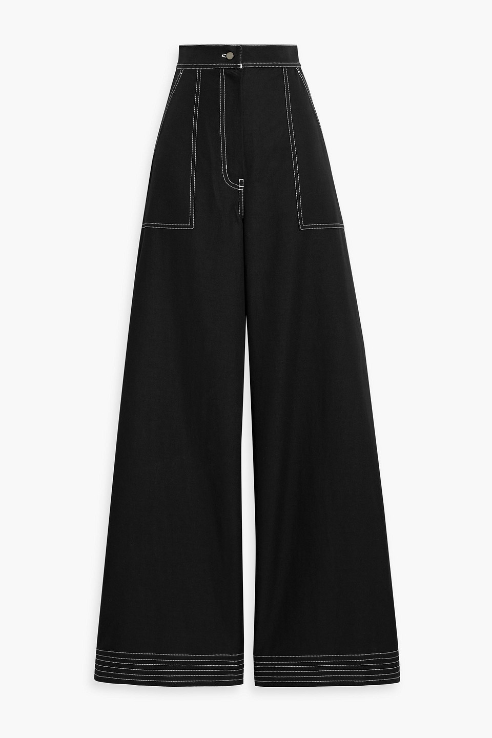 Max Mara Oboli Cotton And Linen-blend Twill Wide-leg Pants