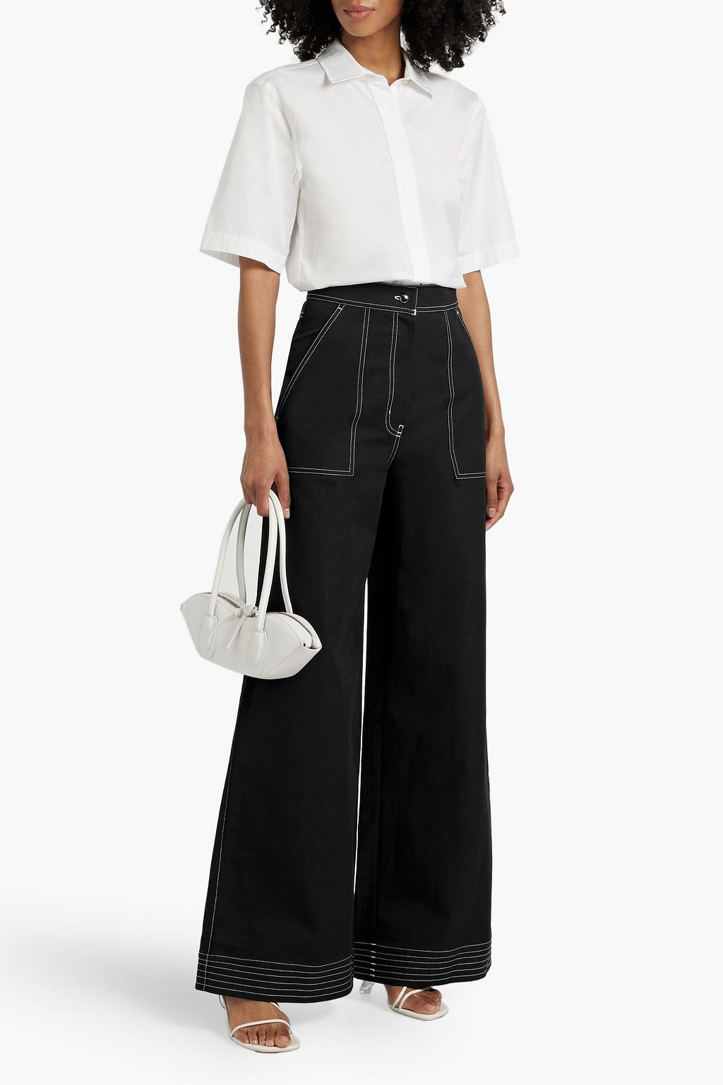 MAX MARA Oboli cotton and linen-blend twill wide-leg pants
