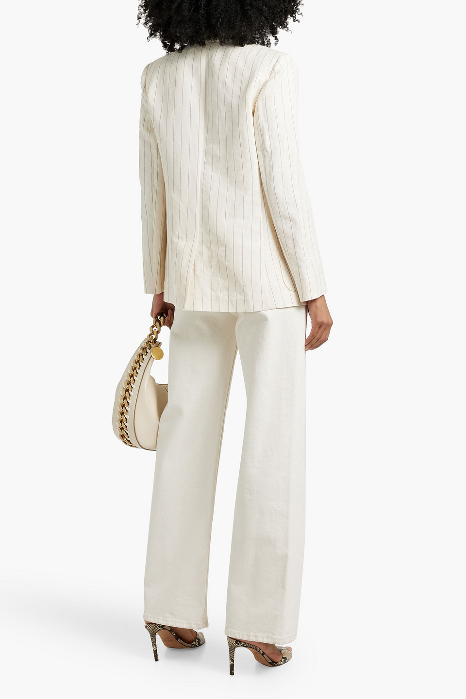 MAX MARA MICRON PINSTRIPED LINEN AND COTTON-BLEND BLAZER