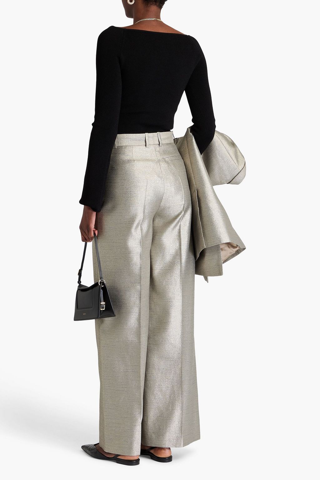 JOSEPH Alana metallic shantung wide-leg pants