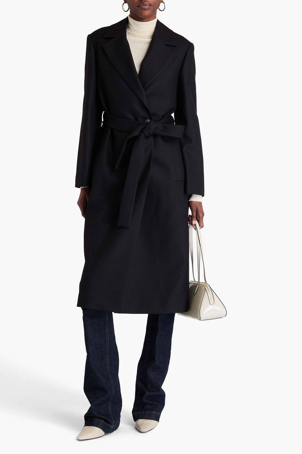 JOSEPH Colbert belted wool-blend ottoman coat