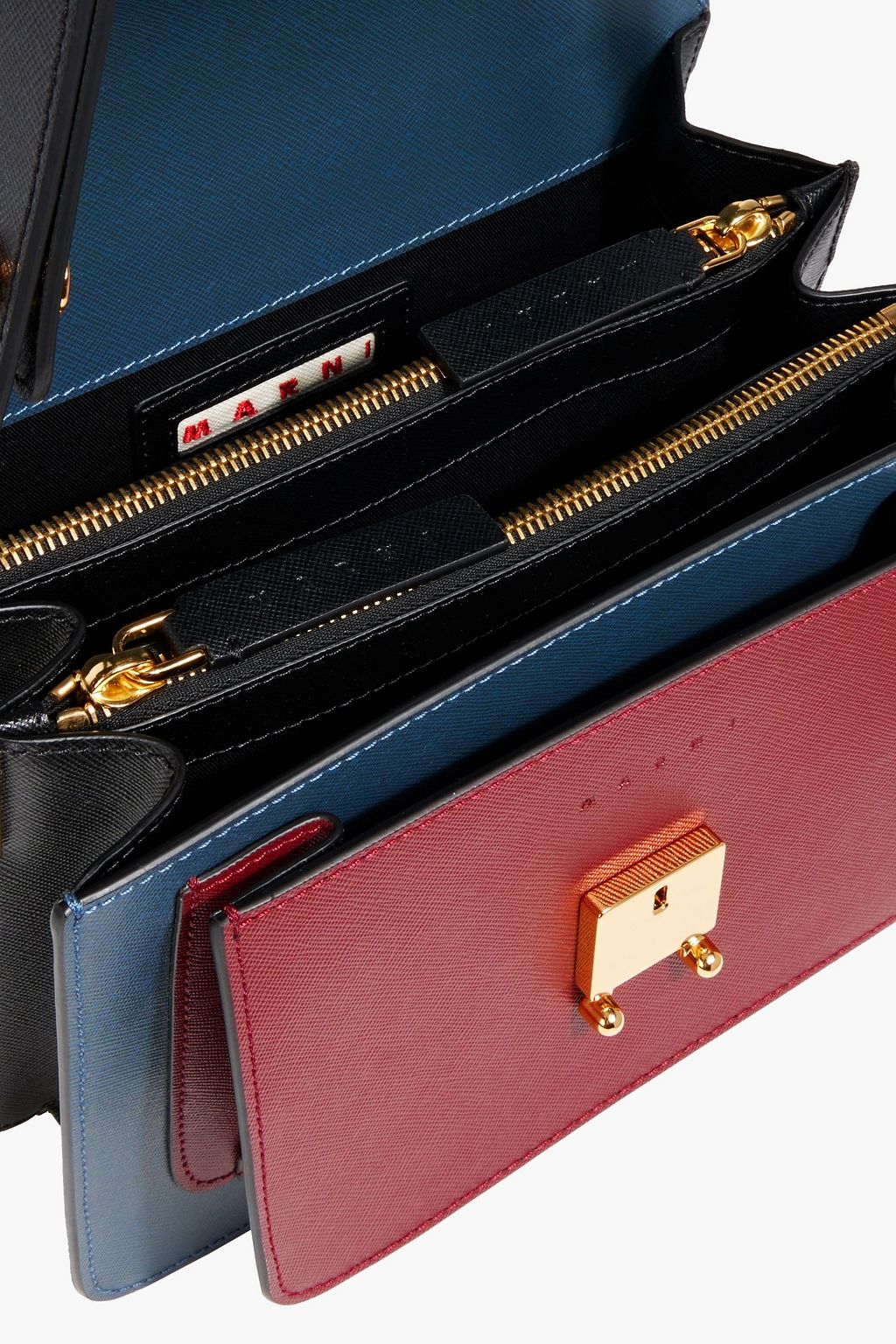MARNI Trunk color-block textured-leather shoulder bag